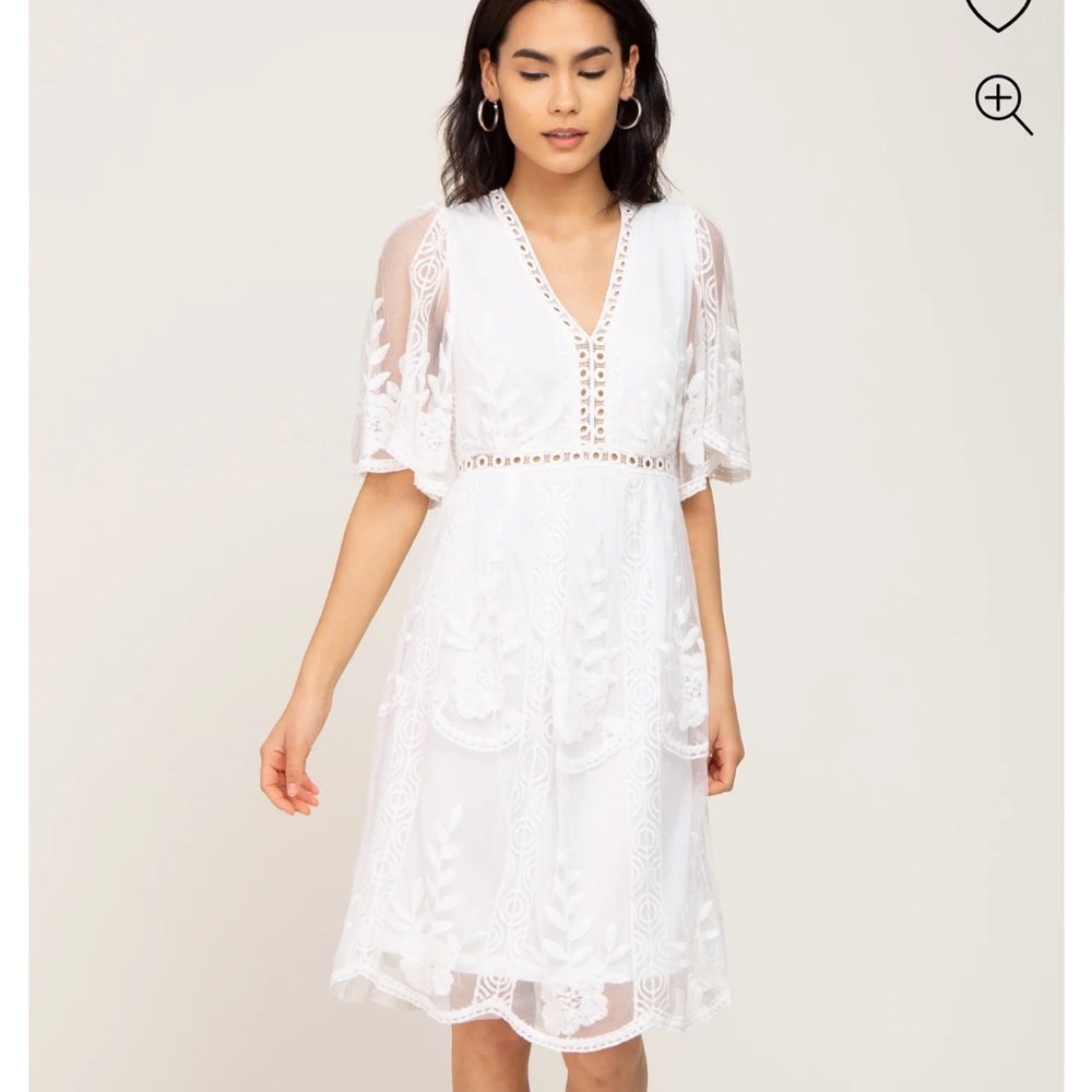 Pinkblush White Puff Sleeve Midi Dress